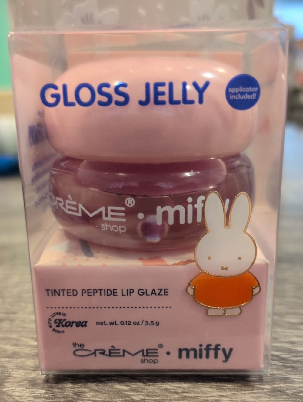 The Creme Shop miffy Gloss Jelly Tinted Peptide Lip Glaze — Peony